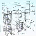 Чертеж Детская кровать-чердак Мерабель 1.1 BMS