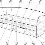Чертеж Кровать Соня-3 с ящиками BMS