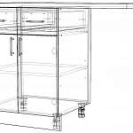 Чертеж Шкаф нижний 2 ящика  Гренада BMS