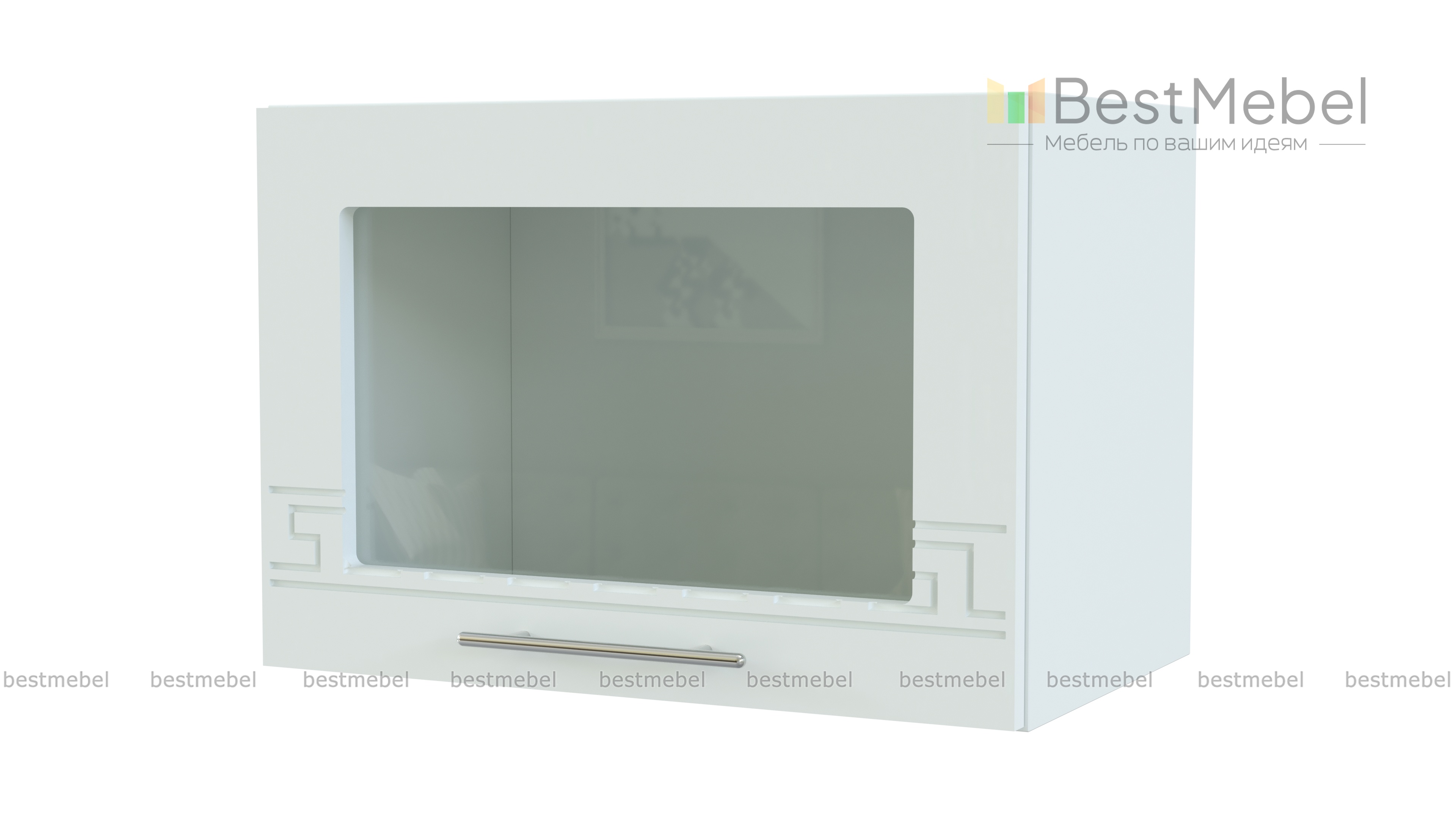 Шкаф навесной под вытяжку со стеклом Греция BMS