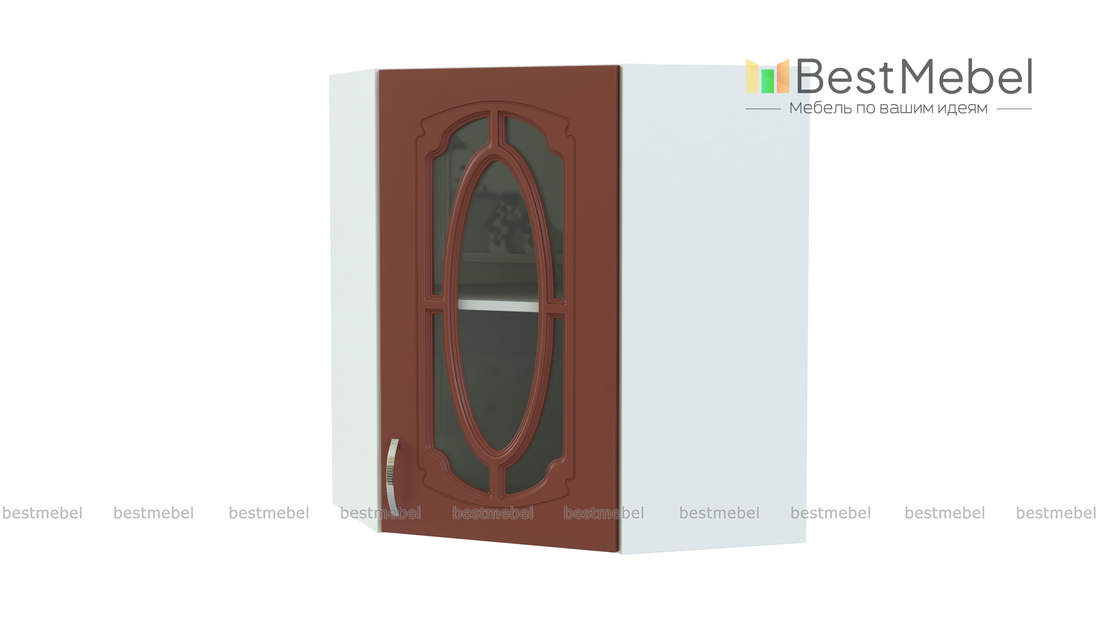 Шкаф верхний угловой остекленный Настя BMS - Фото