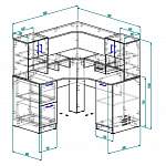 Чертеж Угловой компьютерный стол Лондон 24 BMS