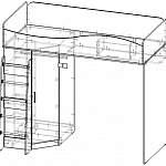 Чертеж Кровать-чердак с диваном Фиона 7 BMS
