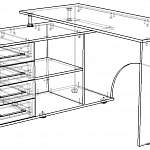 Чертеж Письменный угловой стол с ящиками КСТ-109Л BMS