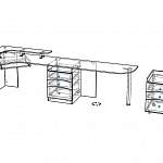 Чертеж Письменный стол для двоих Юкатан 52 BMS